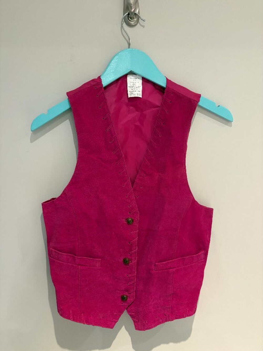 Vintage Fuschia Suede Vest